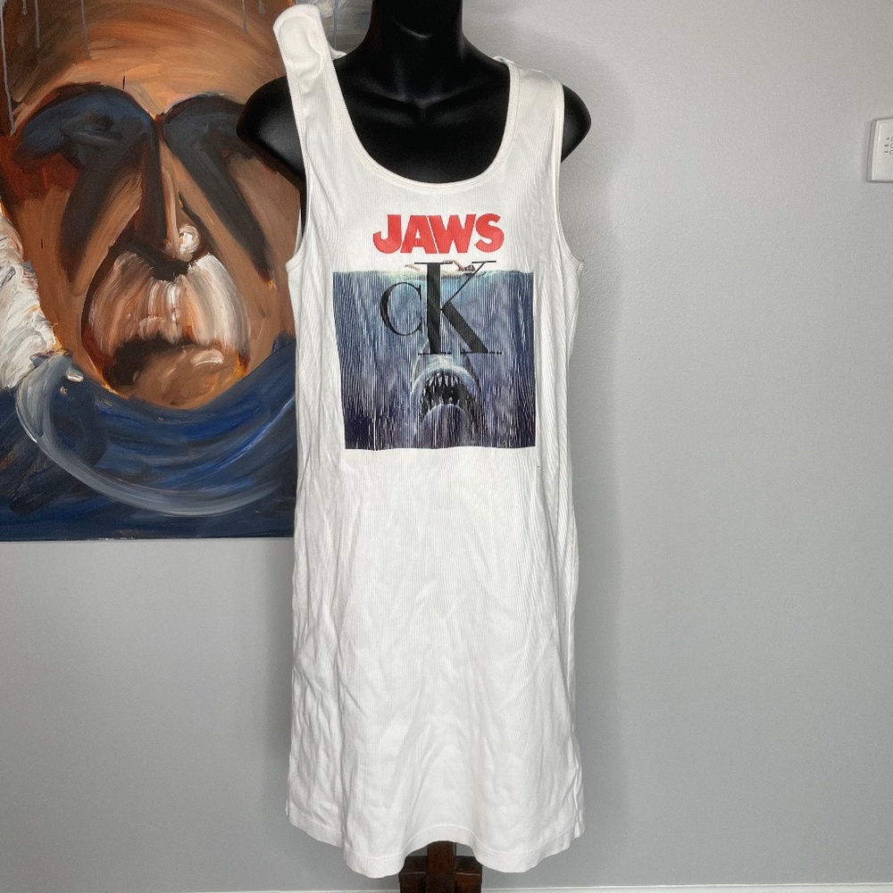 Calvin Klein 105W39NYC x Jaws White Jaws Tank Top Dress Italy Size Medium